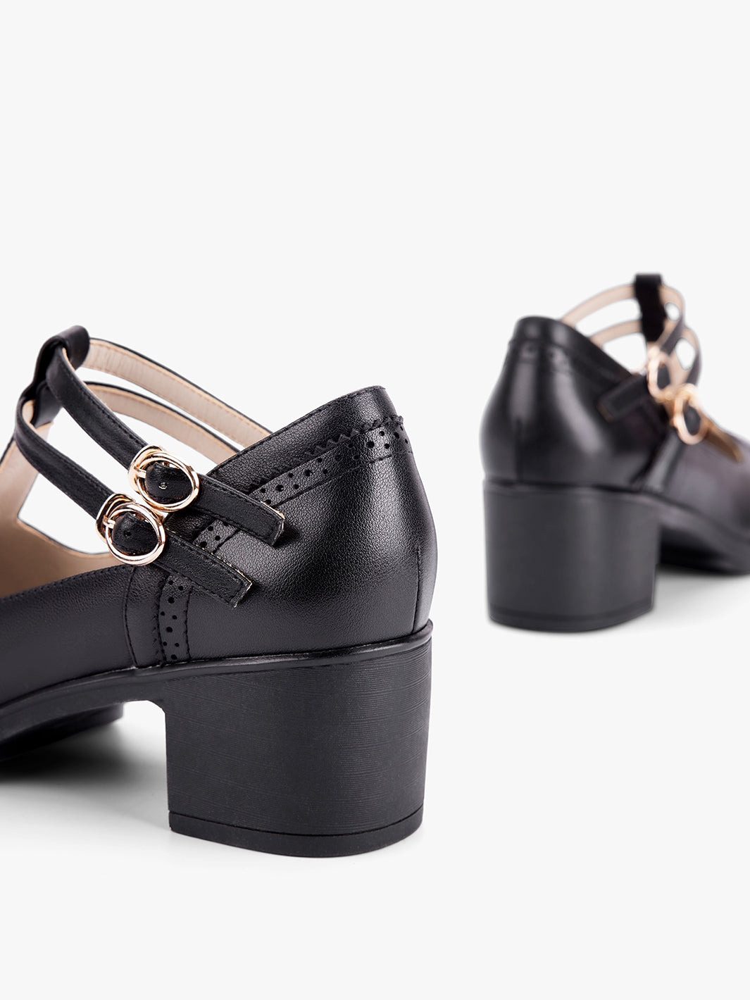 Classic T-Strap Leather Shoes - Handmade, Vegan Leather, 5 cm Heel,  Brown/Black. Perfect for all occasions.– Ecosusi