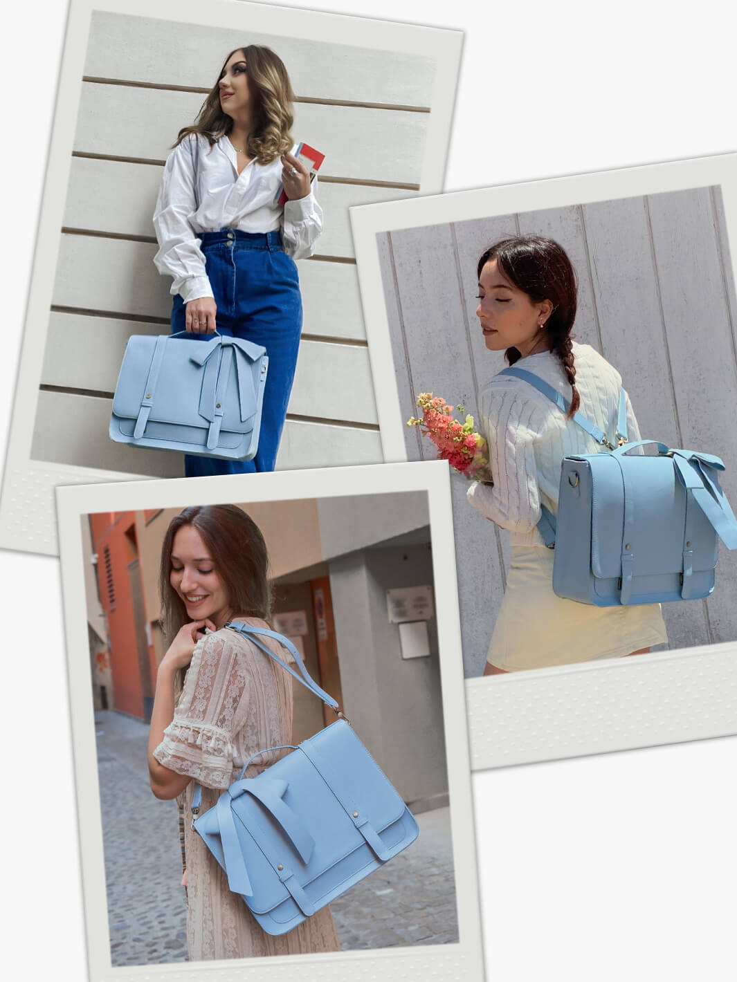 Vintage Leather Briefcases : Summer Garden Blue Backpack