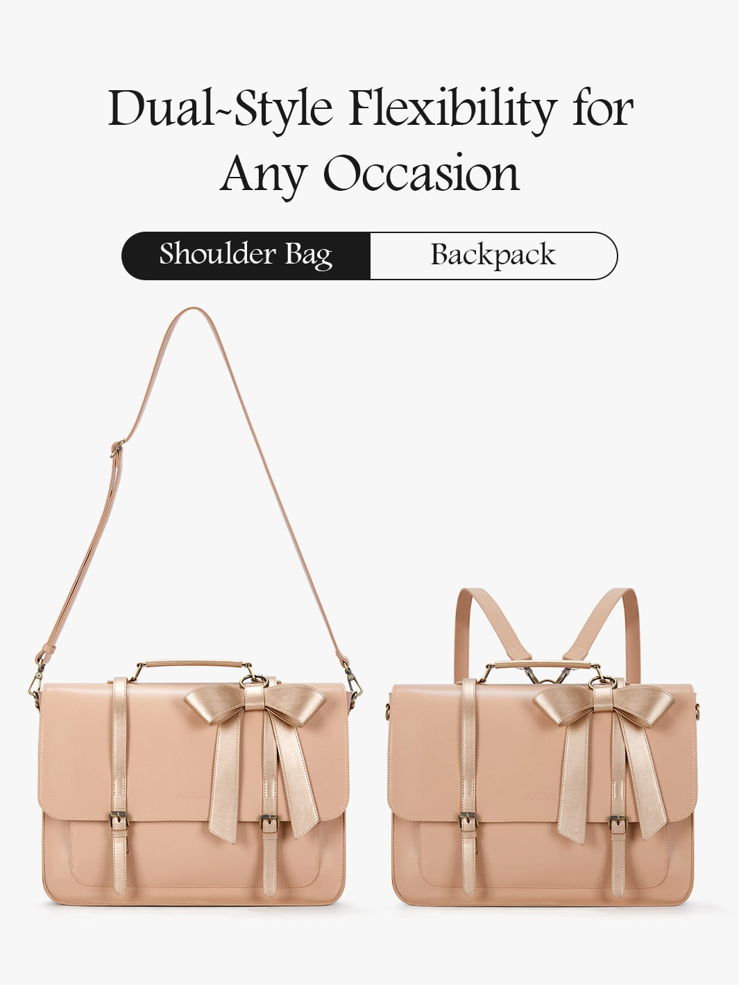 【ECOSUSI】Classic Bow Briefcase リボン バッグ 関送込み Ecosusi Vintage Leather Backpack & Laptop Bag | Classic Bow