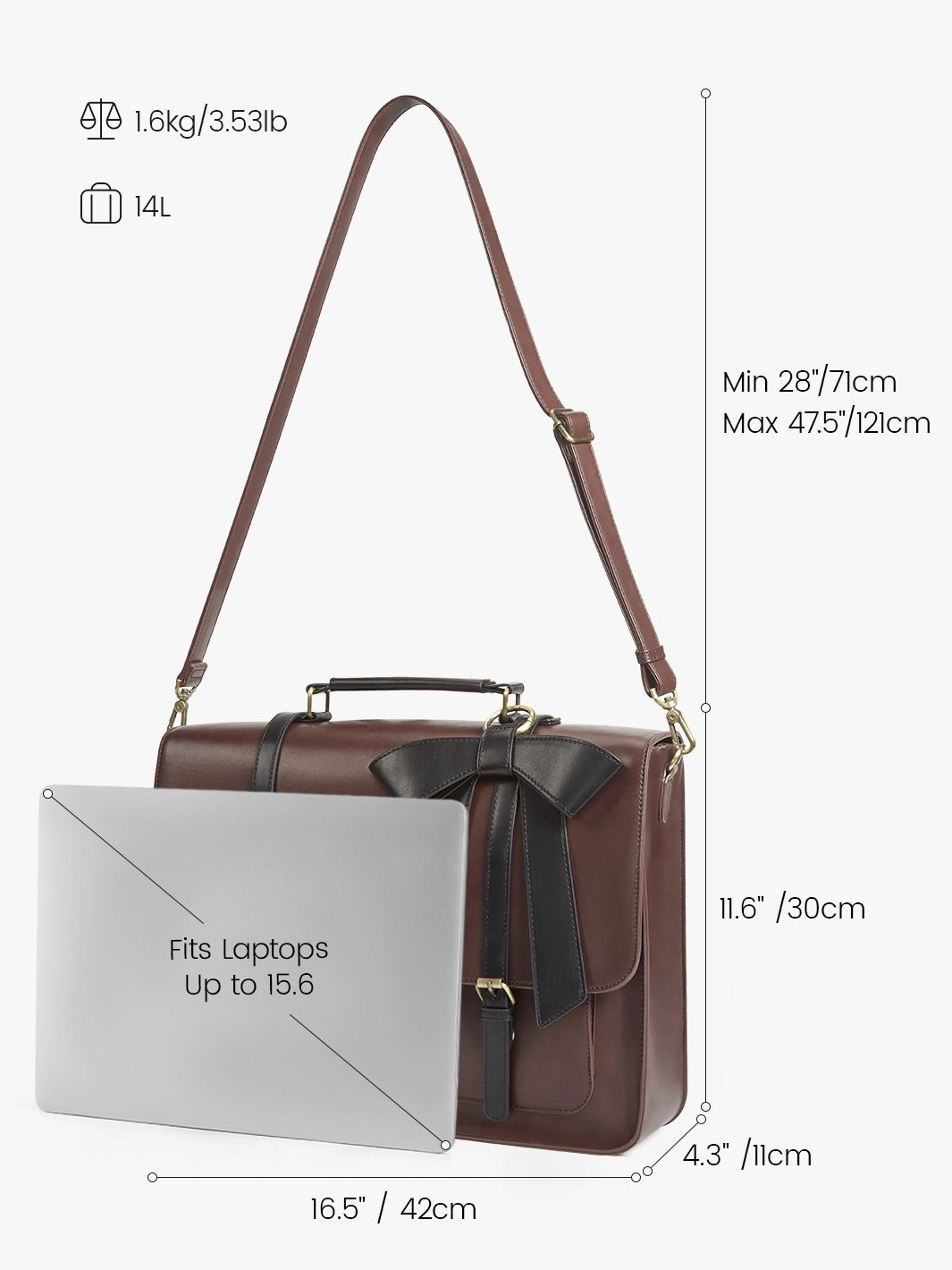 【ECOSUSI】Classic Bow Briefcase リボン バッグ 関送込み Ecosusi Vintage Leather Backpack & Laptop Bag | Classic Bow