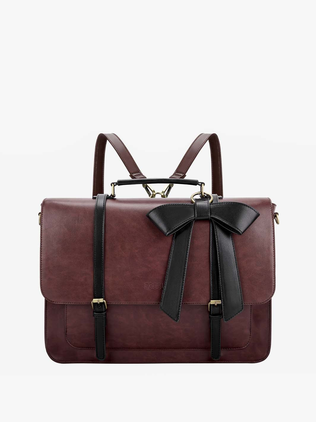 Classic Bow Briefcase: Vintage Leather for Women– Ecosusi