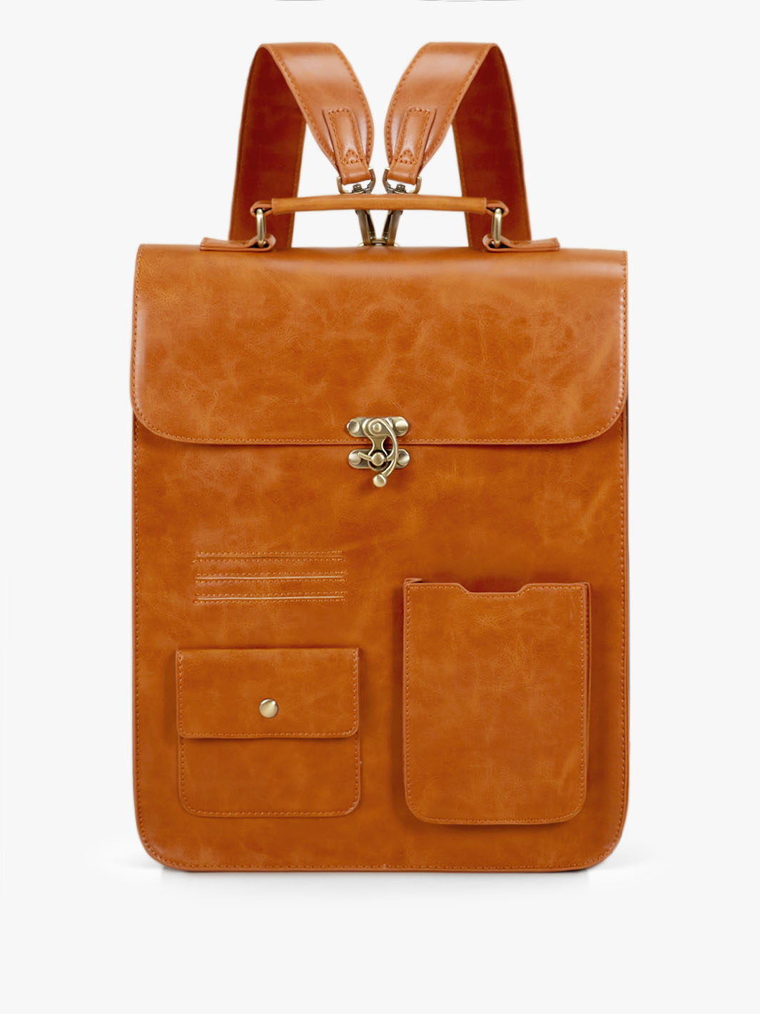 Leather Orange Brown Backpack Handbag for Women: Ecosusi Vintage Dusk Backpack