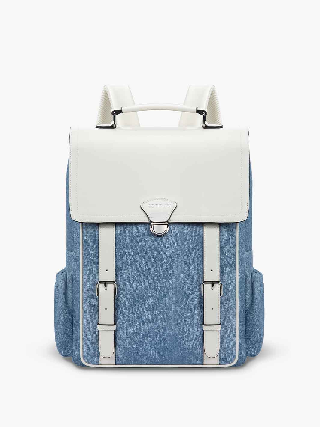 Denim-Inspired PU Fabric 15.6-Inch Backpack