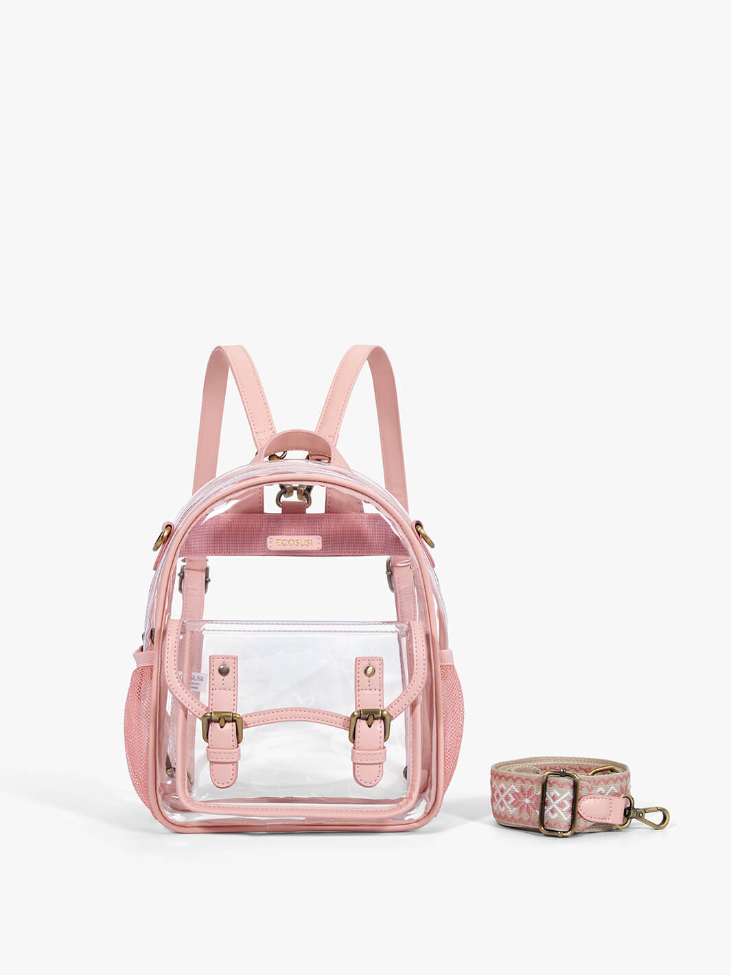 Cute Clear Mini Backpack with waterproof and durable - ECOSUSI Pink Clear Backpack