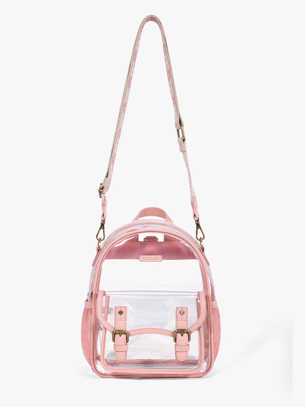 Clear Pink Backpack with Hanging - ECOSUSI Pink Backpack