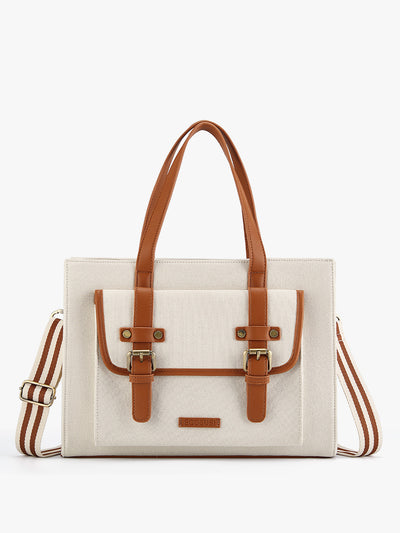 ECOSUSI Vintage Canvas Tote Bag, stylish waxed cotton nurse tote for work and commute