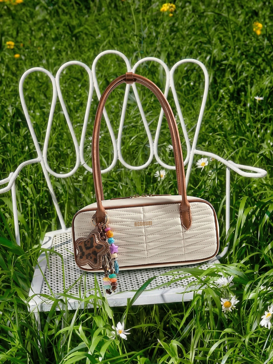 Elise Quilted Vegan Leather Baguette Bag