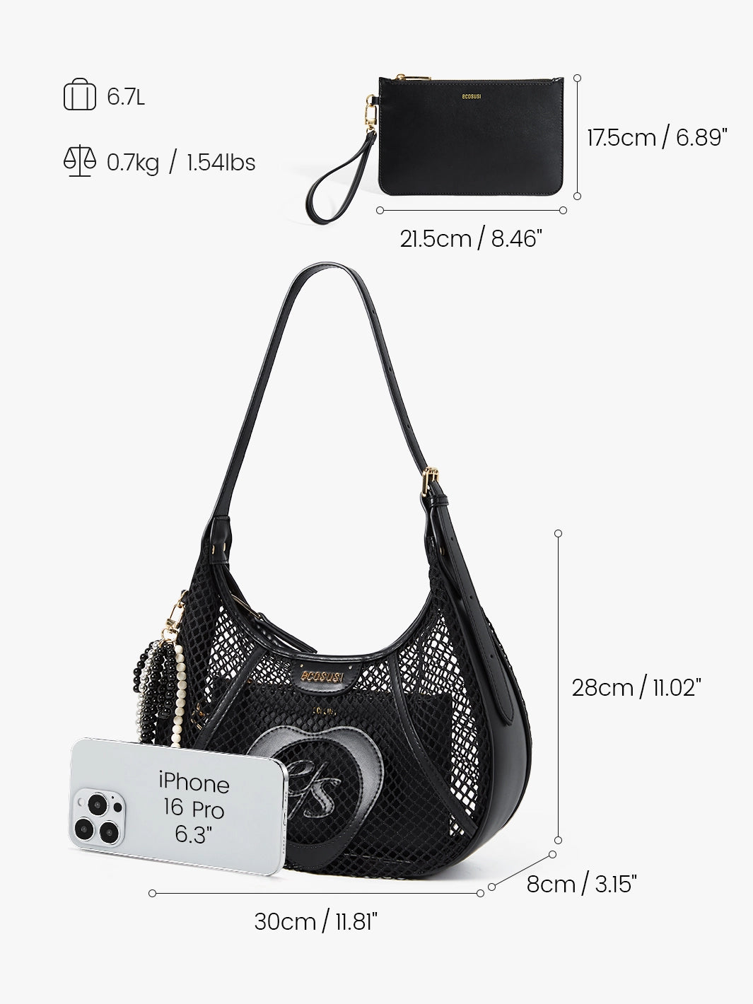 Siri Mesh Hobo Bag