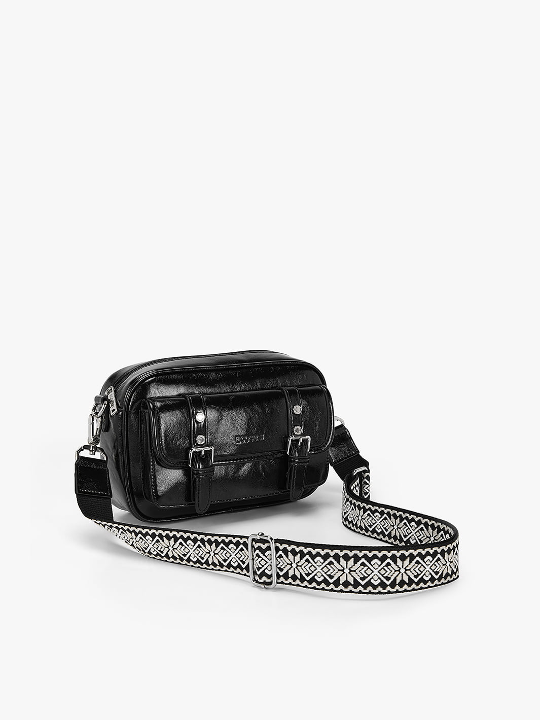 Mia Wide Strap Leather Crossbody Bag