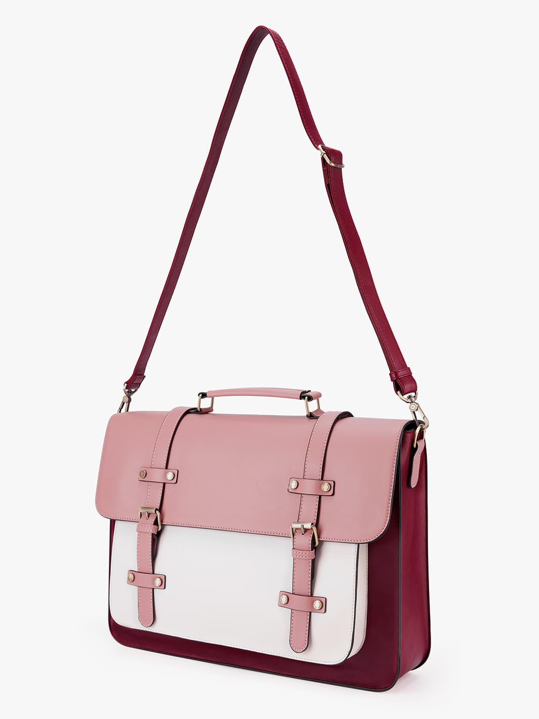 Sombre Vintage 15.6 inch Vegan Leather Shoulder Bag for Girl in Pink - Ecosusi