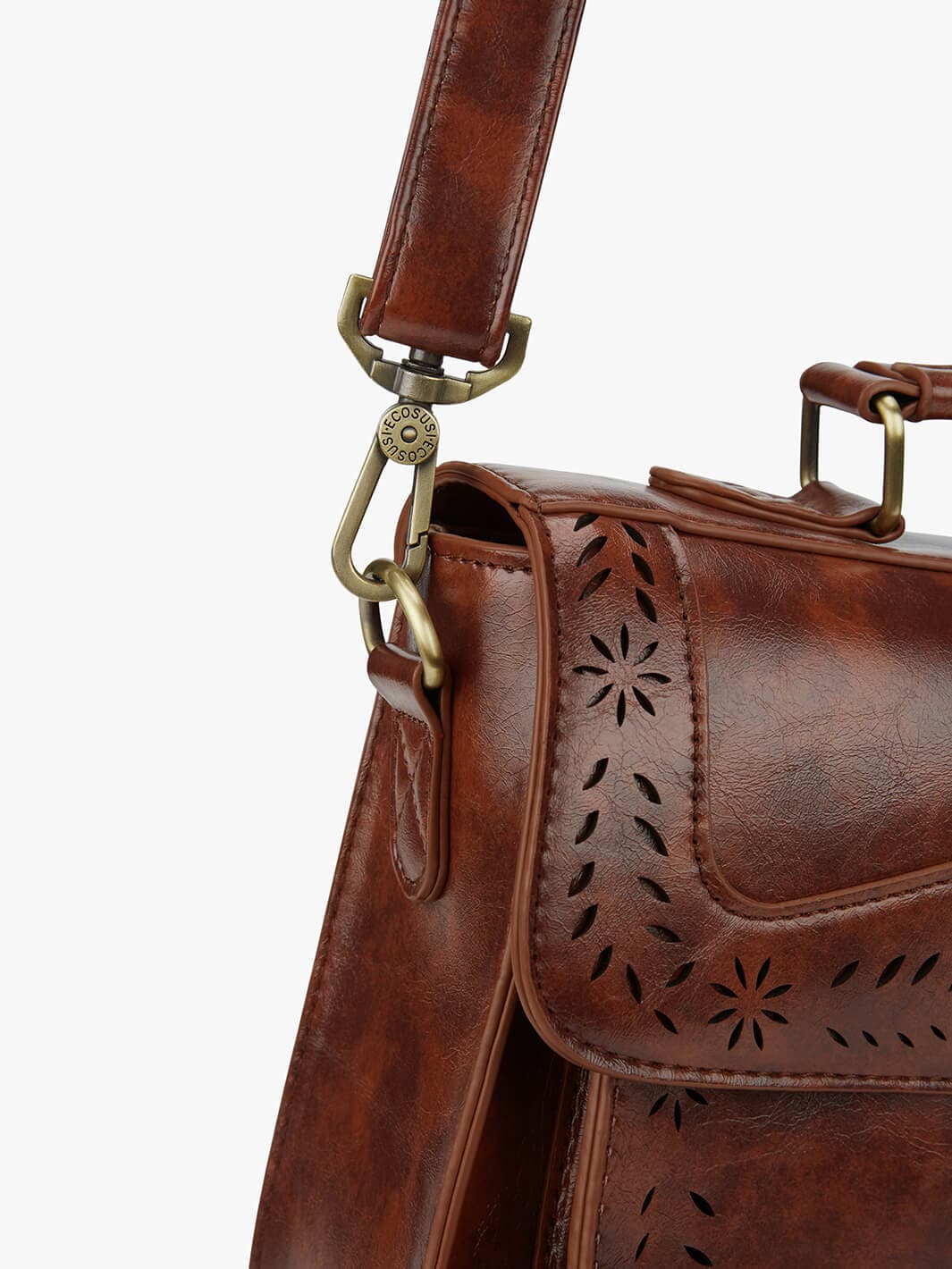 ECOSUSI Small Crossbody Bags Vintage Satchel Work Bag Vegan Leather  Shoulder Bag with Detachable Bow