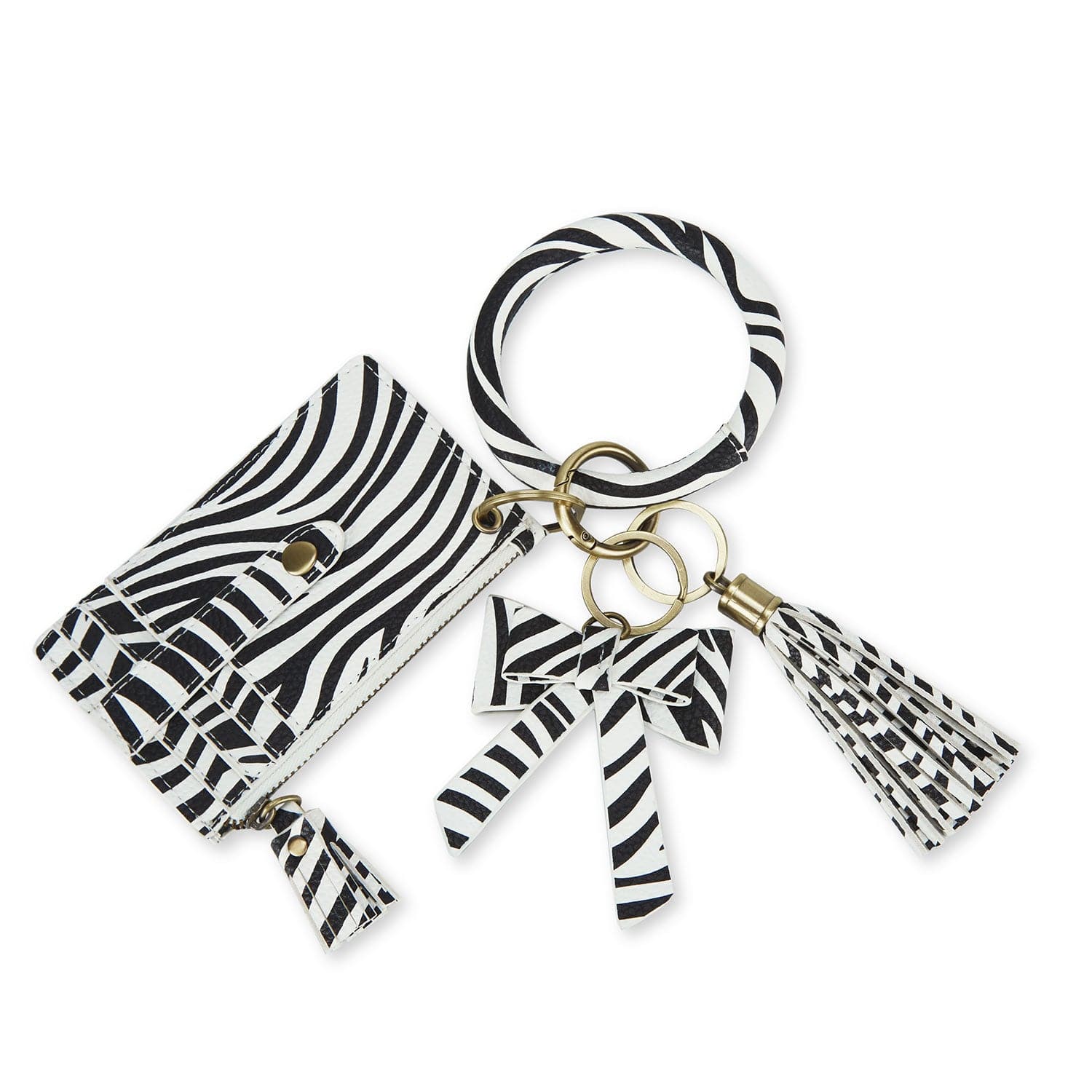 Porte-clés bracelet avec pompon et nœud