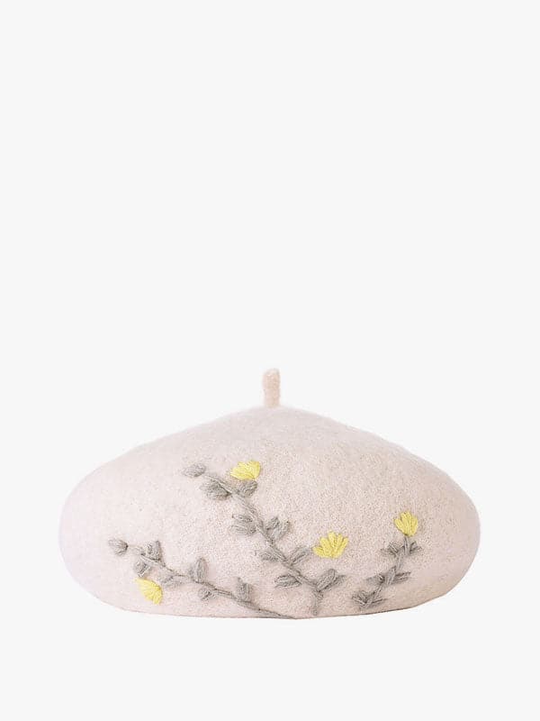 Flower embroidery beret