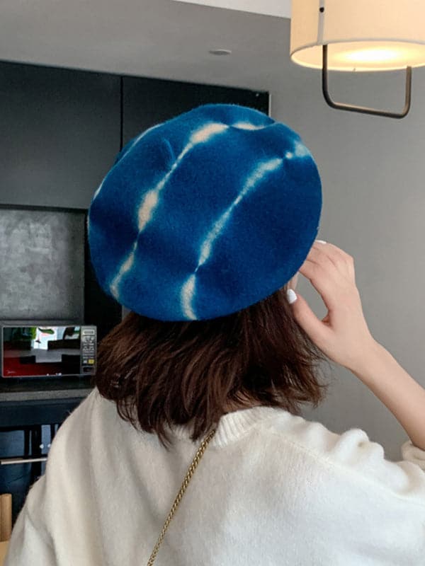 Tie-dyed fine beret hat