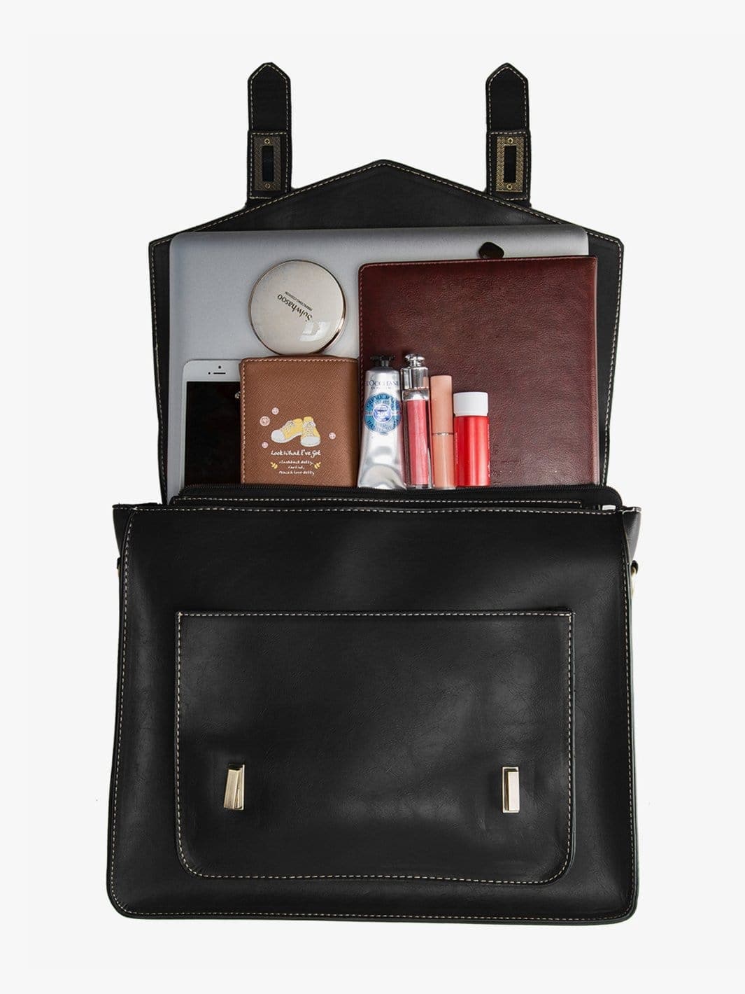 Women's Faux leather Classic Briefcase, Black