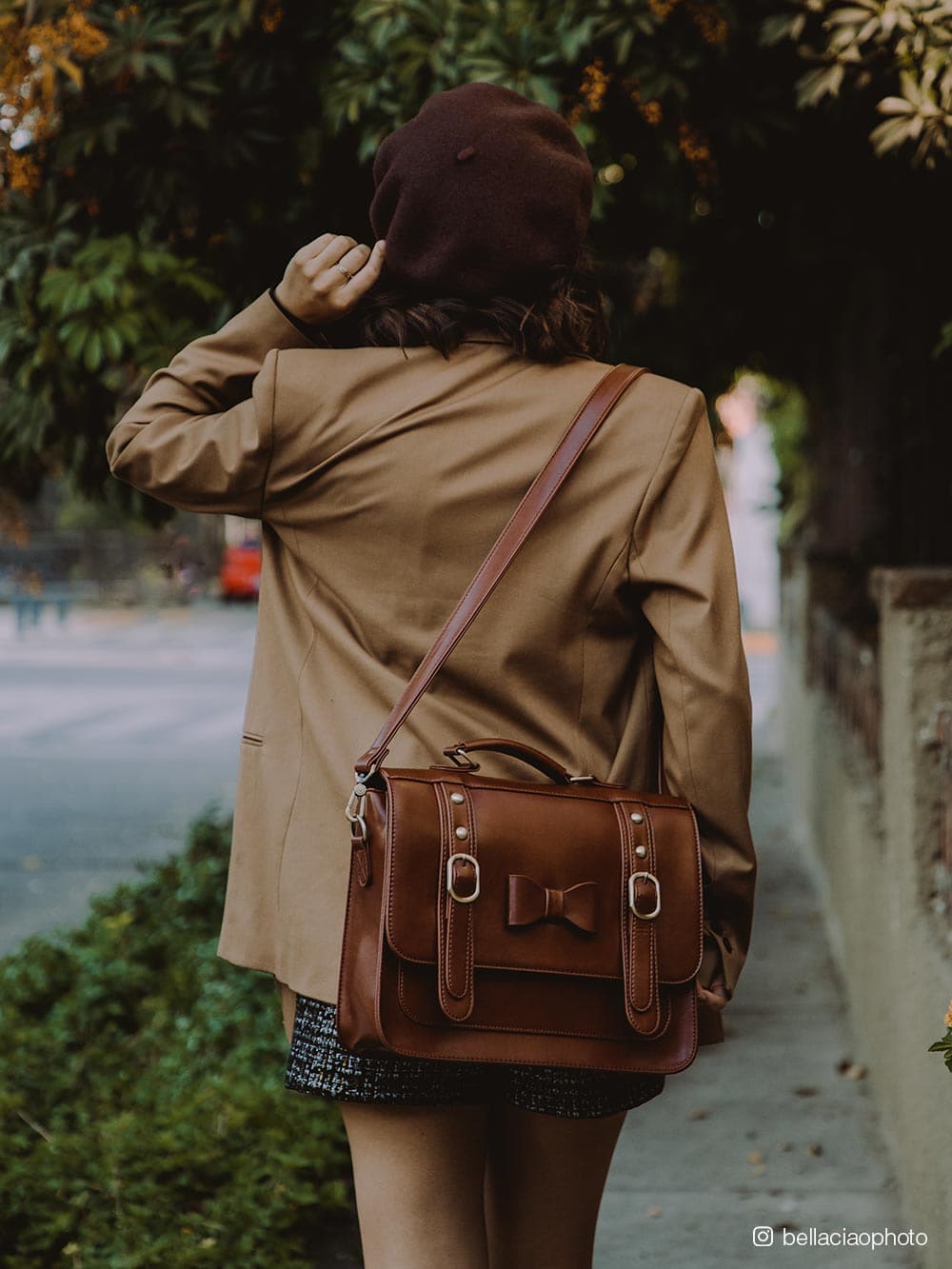 NWT Ecosusi Bag Faux Leather Messenger Bag Purse Bow Travel Vintage Ipad  Pocket