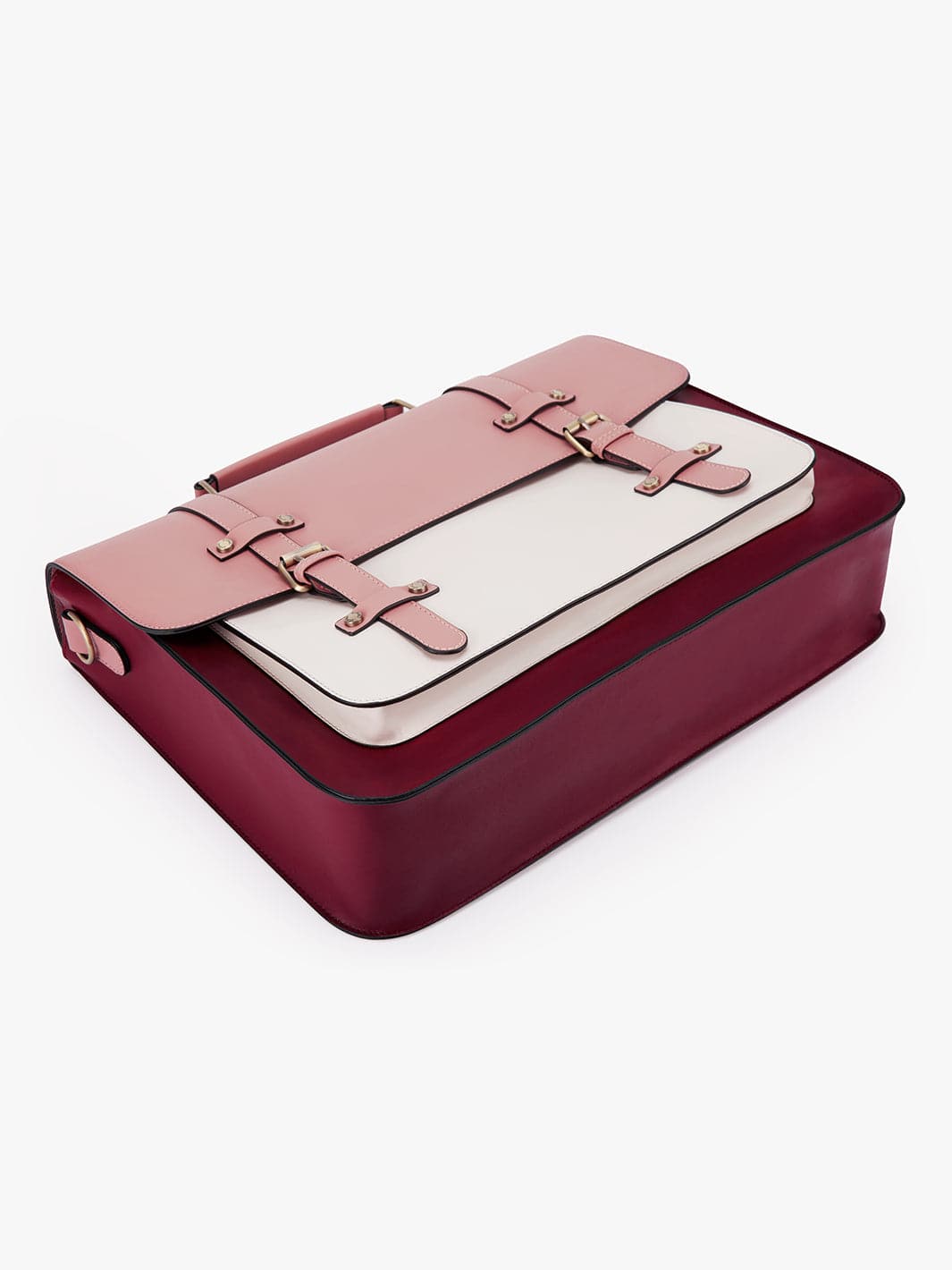 Sombre Vintage 15.6 inch Pink PU Leather Handbag for Girl - Ecosusi